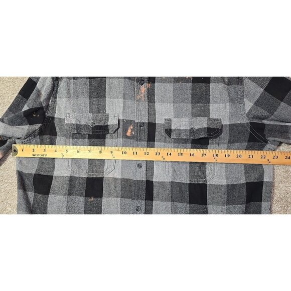 OOAK Upcycled Flannel Shacket Shirt Five Finger Death Punch FFDP Boyfriend Fit L - Picture 6 of 13